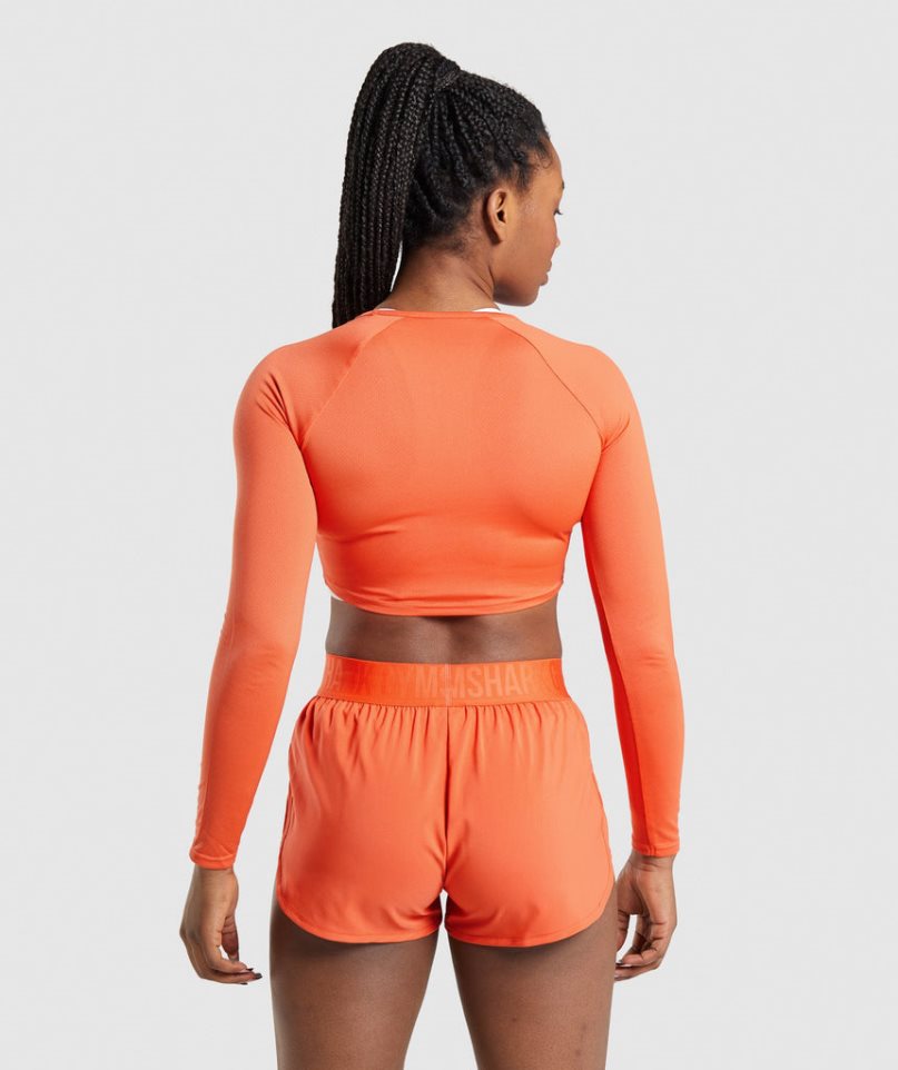 Women's Gymshark Training Long Sleeve Cropped Tops Orange | CA 15D70N